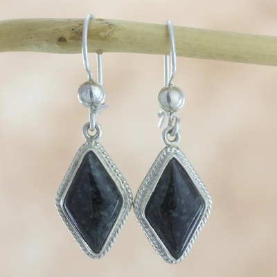 Jade dangle earrings, Dark Diamond
