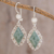 Jade dangle earrings, 'Diamond Dahlia' - Guatemalan Light Green Jade Earrings (image 2) thumbail