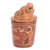 Ceramic vessel, 'Pibil Jaguar' (small) - Handcrafted Antiqued Ceramic Jar Maya Art