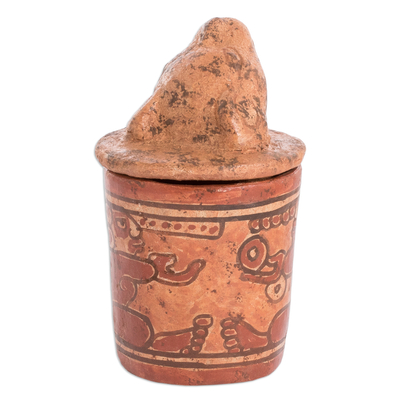 Keramikgefäß, 'Pibil Jaguar' (klein) - Handgefertigtes antikes Keramikgefäß Maya Art