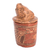 Ceramic vessel, 'Pibil Jaguar' (small) - Handcrafted Antiqued Ceramic Jar Maya Art