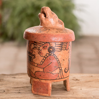 Vasija de cerámica, 'Pibil Jaguar' (grande) - Vasija de cerámica antigua Arte Maya (grande)