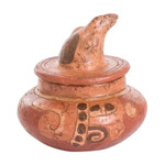 Ceramic vessel, 'Pibil Falcon' - Antiqued Ceramic Bowl Maya Art