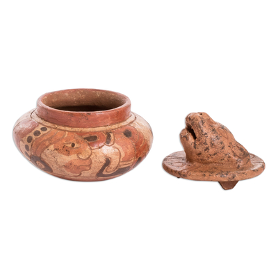 Ceramic bowl, 'Pibil Jaguar' - Handcrafted Ceramic Bowl with Antiqued Finish
