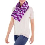 Cotton infinity scarf, 'Amethyst Twilight' - Handcrafted Cotton Infinity Scarf