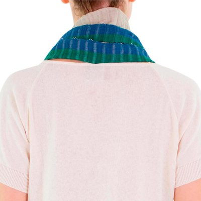 Cotton infinity scarf, 'Verdant Comalapa Breeze' - Green Beige Handcrafted Cotton Infinity Scarf