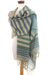 Cotton shawl, 'Verdant Comalapa Breeze' - Handwoven Striped Cotton Shawl