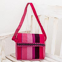Cotton messenger bag, 'Luscious Purple'