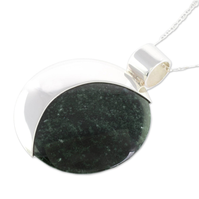 Collar con colgante de jade reversible, (mediano) - Collar con colgante de jade verde oscuro y lila Maya Eclipse