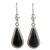Jade dangle earrings, 'Dark Tear' - Artisan Crafted Sterling Silver Dark Jade Dangle Earrings (image 2a) thumbail