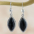 Jade dangle earrings, 'Dark Gaze' - Artisan Crafted Silver and Dark Jade Earrings thumbail