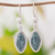 Jade dangle earrings, 'Green Gaze' - Artisan Crafted Silver and Dark Jade Earrings (image 2) thumbail