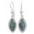 Jade dangle earrings, 'Green Gaze' - Artisan Crafted Silver and Dark Jade Earrings thumbail