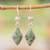 Jade dangle earrings, 'Verdant Diamond' - Guatemalan Green Jade Diamond Shape Earrings thumbail