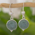Jade dangle earrings, 'Three Wishes' - Modern Handmade Guatemalan Green Jade Earrings (image 2) thumbail