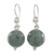 Jade dangle earrings, 'Three Wishes' - Modern Handmade Guatemalan Green Jade Earrings thumbail