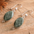 Jade dangle earrings, 'Three Desires' - Modern Handmade Faceted Green Jade Earrings (image 2b) thumbail