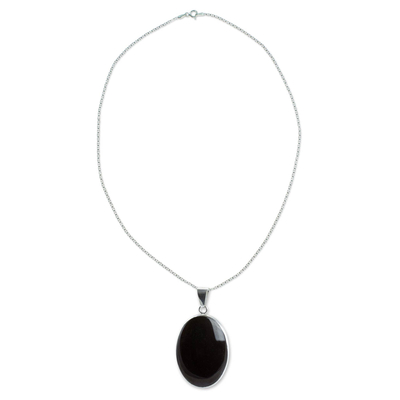 Reversible black jade pendant necklace, 'Black Tikal Toucan' - Artisan Crafted Maya Theme Black Jade Necklace