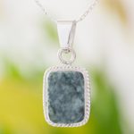 Jade pendant necklace, 'Rainforest Shadows' - Sterling Silver Green Jade Pendant Necklace