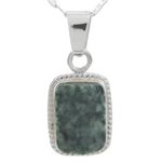 Jade pendant necklace, 'Rainforest Shadows' - Sterling Silver Green Jade Pendant Necklace