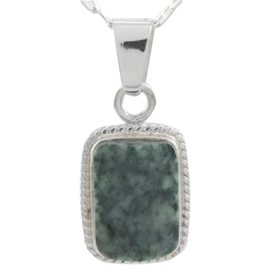 collar con colgante de jade - Collar con colgante de jade verde en plata de primera ley