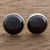 Jade stud earrings, 'Harmonious Peace in Black' - Round Black Jade Button Earrings on Sterling Silver thumbail