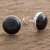 Jade stud earrings, 'Harmonious Peace in Black' - Round Black Jade Button Earrings on Sterling Silver (image 2b) thumbail