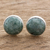 Jade stud earrings, 'Harmonious Peace' - Round Jade Stud Earrings in Sterling Silver (image 2) thumbail