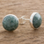 Jade stud earrings, 'Harmonious Peace' - Round Jade Stud Earrings in Sterling Silver (image 2b) thumbail