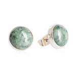 Jade stud earrings, 'Harmonious Peace' - Round Jade Stud Earrings in Sterling Silver