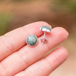 Jade stud earrings, 'Harmonious Peace' - Round Jade Stud Earrings in Sterling Silver