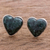 Dark green jade heart earrings, 'Love Sacred' - Dark Green Jade Heart Earrings Artisan Crafted Jewelry (image 2) thumbail