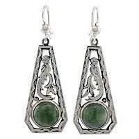 Jade and Sterling Silver Earrings Guatemala Jewelry - Mystical Quetzal ...