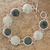Jade link bracelet, 'Geometric Enigma' - Light and Dark Green Jade Bracelet Silver Artisan Jewelry thumbail