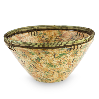 Orange and Green Handcrafted Ceramic Decorative Bowl