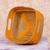 Leather and pine needle basket, 'Tangerine' - Nicaragua Handcrafted Pine Needle Basket with Orange Leather