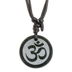 Jade pendant necklace, 'Meditation' - Maya Jade Om Necklace Artisan Crafted Jewelry