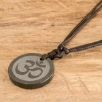 Jade pendant necklace, 'Meditation' - Maya Jade Om Necklace Artisan Crafted Jewelry