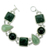 pulsera de eslabones de jade - Jade verde y negro en pulsera de plata esterlina