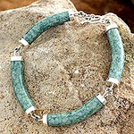 Artisan Crafted Green Jade Link Bracelet, 'Natural Connection'