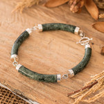 Jade link bracelet, 'Natural Connection' - Artisan Crafted Green Jade Link Bracelet