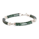 Jade link bracelet, 'Natural Connection' - Artisan Crafted Green Jade Link Bracelet