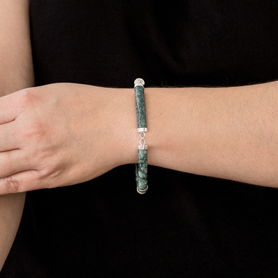 Jade-Gliederarmband - Handgefertigtes Gliederarmband aus grüner Jade