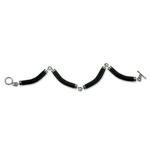 Black jade link bracelet, 'Natural Connection' - Artisan Crafted Black Jade and Sterling Silver Bracelet