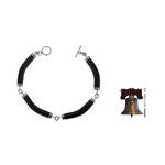 Black jade link bracelet, 'Natural Connection' - Artisan Crafted Black Jade and Sterling Silver Bracelet