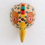 Wood mask, 'Maya Rooster' - Handcrafted Wood Mask