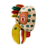 Wood mask, 'Maya Rooster' - Handcrafted Wood Mask