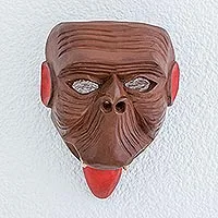 Holzmaske, „Maya-Klammeraffe“ – handgeschnitzte Holzmaske zum Sammeln