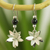 Jade flower earrings, 'Black Blossom' - Guatemala Black Jade Flower Earrings thumbail