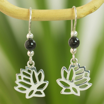 Jade flower earrings, Flower of the Lotus